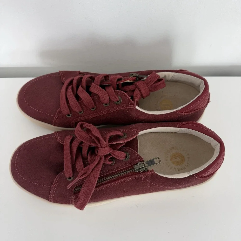 Revitalign Wrigley Orthotic Red Leather Low Top Sneaker Shoe‎ Women's 8.5